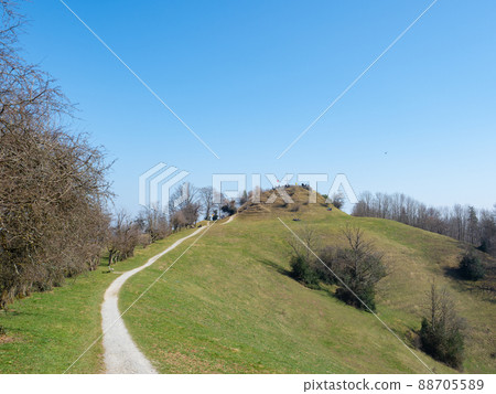 Hiking trail towards Schauenberg, a beautiful hill around Zurich, Switzerland 88705589