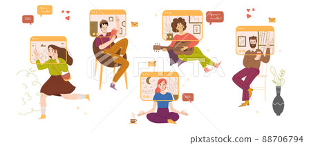 People video chat, virtual online conference on pc People video chat, virtual online conference on pc 88706794