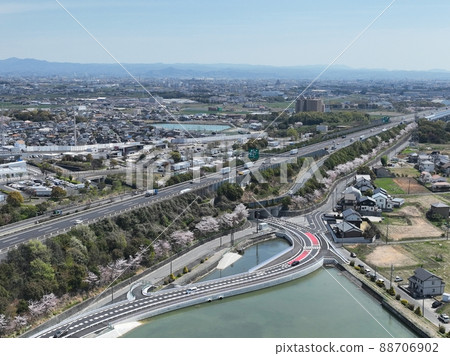 Drone aerial photography Isewangan Expressway Kariya Highway Ioasis 88706902