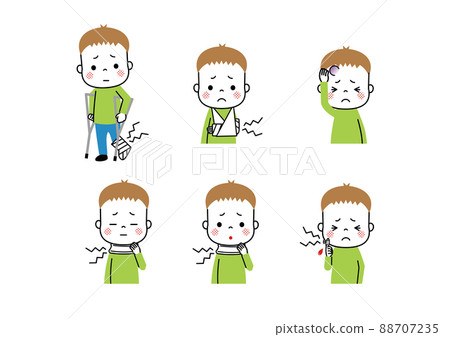Injured boy fracture, whiplash, tankobu set 88707235
