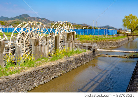 朝倉三重水車風景 朝倉三重水車風景 88708525