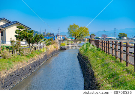 朝倉三重水車風景 88708526