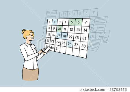 Businesswoman plan day with cellphone app calendar Businesswoman plan day with cellphone app calendar 88708553
