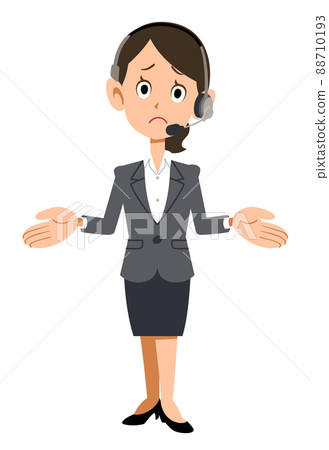 A woman wearing a headset and a suit is amazed A woman wearing a headset and a suit is amazed 88710193