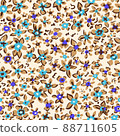 Ditsy flower seamless pattern. Simple floral texture. Flower silhouettes. Different meadow plants. Summer botanical background. For fabric and texture, 88711605