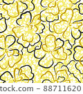 Summer nature botanical background. Large daisy flower buds. Floral seamless pattern. Outline contour drawing. Elegant wild flowers ornament simple design. Good for wallpaper, textile and fabric. 88711620