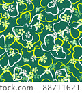 Summer nature botanical background. Large and small daisy flowers. Floral seamless pattern. Outline contour drawing. Flat shadow flowers ornament with simple design. Good for textile and fabric. 88711621