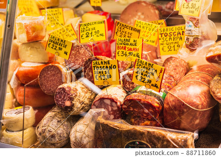 Italian food salami Florence central market Italian food salami Florence central market 88711860