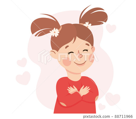 Self-love with Little Girl Admiring Herself Loving Her Appearance Vector Illustration Self-love with Little Girl Admiring Herself Loving Her Appearance Vector Illustration 88711966