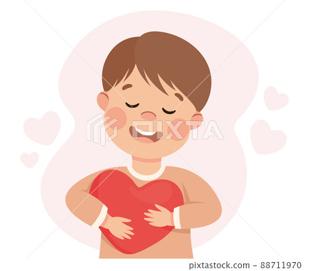 Self-love with Little Boy Holding Heart Admiring Himself Loving His Appearance Vector Illustration Self-love with Little Boy Holding Heart Admiring Himself Loving His Appearance Vector Illustration 88711970