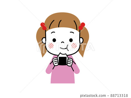 A girl eating rice balls 88713318