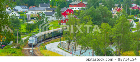 Flam, Norway Flamsbana train to Myrdal banner Flam, Norway Flamsbana train to Myrdal banner 88714154