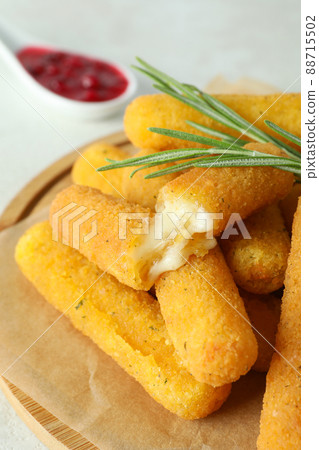 Concept of tasty food with cheese sticks, close up 88715502