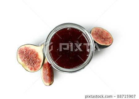 Fig jam and ingredients isolated on white background 88715907
