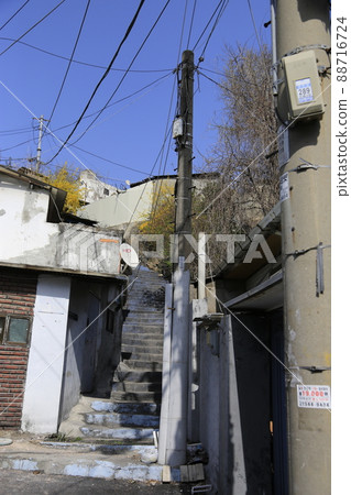 Jeongneunggol. Alley. Spring flowers. Redevelopment 88716724