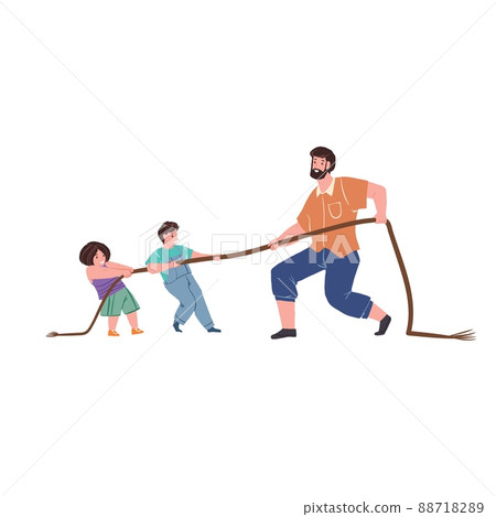Flat cartoon characters doing sports together,sporty healthy family vector illustration concept Flat cartoon characters doing sports together,sporty healthy family vector illustration concept 88718289