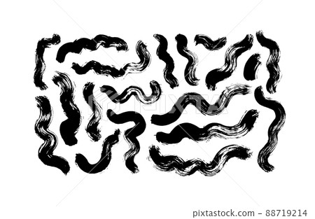 Black paint hand drawn curved bold brush strokes. - Stock Illustration ...
