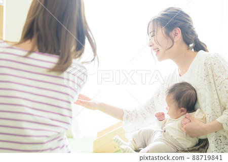Mom friends playing in children's halls 88719841