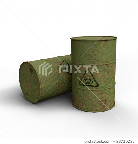 Steel Drum Barrel with Biohazard Sign. 3D Illustration. File with Clipping Path. Steel Drum Barrel with Biohazard Sign. 3D Illustration. File with Clipping Path. 88720253