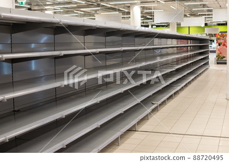 Empty shelves in store, supermarket, shopping mall 88720495