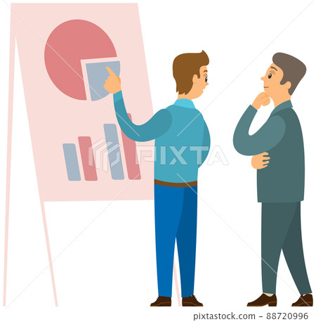 Manager makes a presentation of a statistical report. Analysis and planning business concept Manager makes a presentation of a statistical report. Analysis and planning business concept 88720996