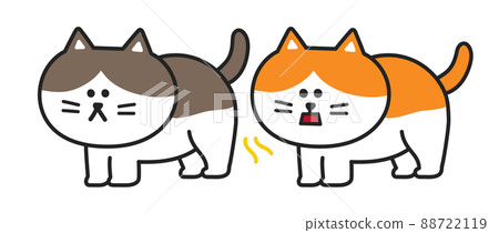 Illustration of a cat that smells anus and causes a flehmen response 88722119