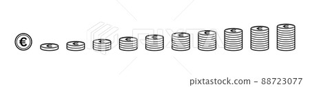 Stacked euro coin icon set Stacked euro coin icon set 88723077