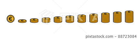 Stacked euro coin icon set Stacked euro coin icon set 88723084