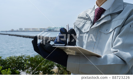 Sea and industrial zone │ Image of manufacturing, plant, and construction industry. 88723226