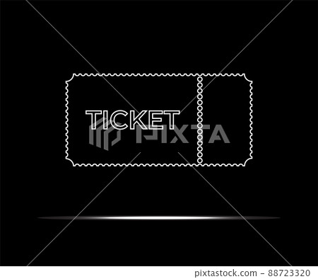 White ticket icon isolated on black background. Vector illustration. 88723320