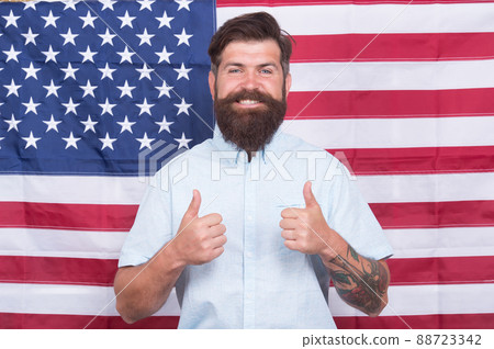 love your country. happy man at USA national flag. love your country. happy man at USA national flag. 88723342