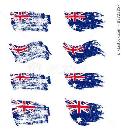 Vintage Australian flag set. Vector Australian flags on grunge texture. Vintage Australian flag set. Vector Australian flags on grunge texture. 88723857