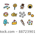Various snack illustrations with lines (ruled lines) 88723901