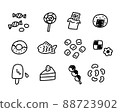 Various snack illustrations monochrome 88723902