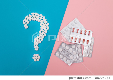 White Question Mark. Pharmaceutical Industry and Medicinal Products 88724244
