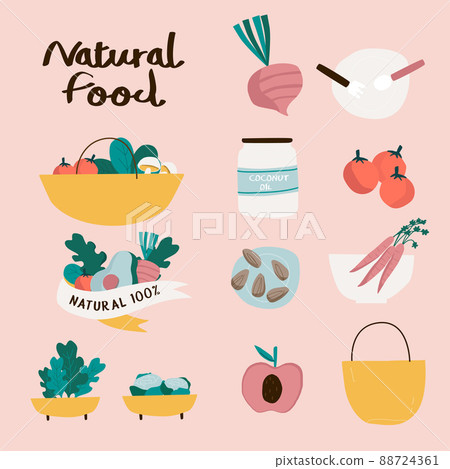 Set of natural and organic food badges vector - Stock Illustration ...