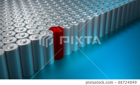 Dead Lithium Battery cell - electrical power supply of rechargeable source - 3D illustration Dead Lithium Battery cell - electrical power supply of rechargeable source - 3D illustration 88724849