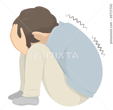 A person who is frightened and sits down - Stock Illustration [88725502 ...