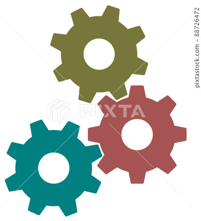 Illustration of the inside of a machine where gears rotate in conjunction Illustration of the inside of a machine where gears rotate in conjunction 88726472