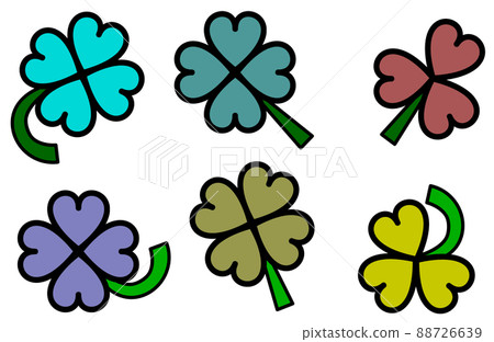 Simple illustration of colorful four-leaf and three-leaf Simple illustration of colorful four-leaf and three-leaf 88726639