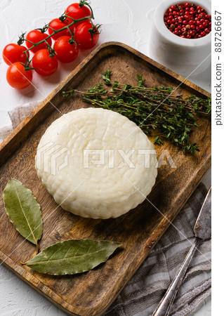 Silk tofu japanese soy cheese, on white stone table background Silk tofu japanese soy cheese, on white stone table background 88726667