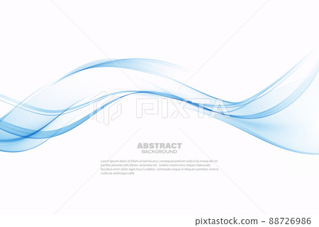 Transparent blue wave flow. Smoky blue waves. Wave design element. 88726986