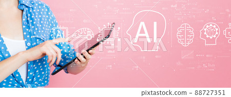 AI concept with woman using a tablet 88727351