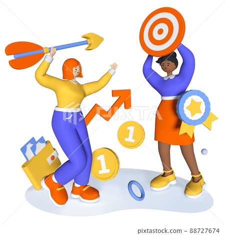 Goal achievement - modern colorful 3D style illustration 88727674