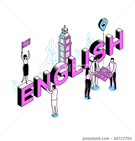English language - modern line isometry design style illustration English language - modern line isometry design style illustration 88727703