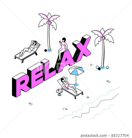 Relaxation concept - modern line isometry design style illustration Relaxation concept - modern line isometry design style illustration 88727704