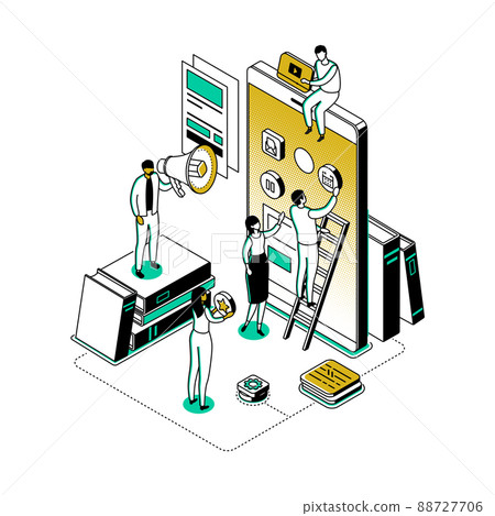 Mobile app development - modern line isometry design style illustration 88727706
