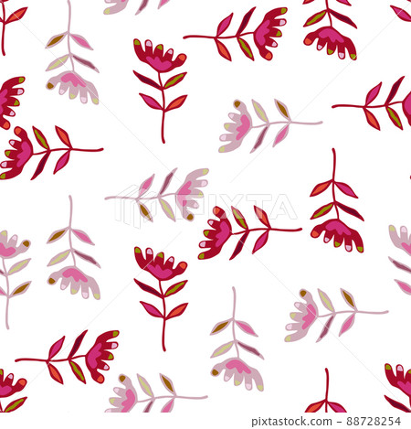 Doodle art floral seamless pattern. Folk flower... - Stock Illustration ...