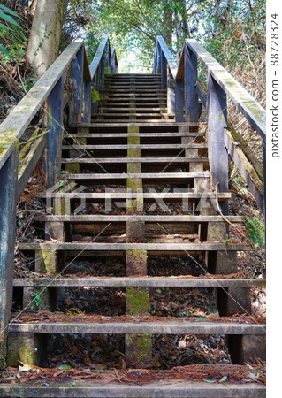 Konokami Falls Geopark Chichibu Geosite Chichibu City designated scenic spot Wooden stairs Konokami Falls Geopark Chichibu Geosite Chichibu City designated scenic spot Wooden stairs 88728324