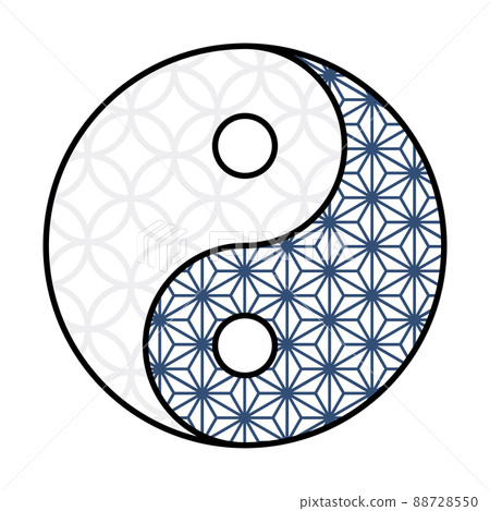 Yin-Yang Taijitu with Japanese pattern, fortune-telling / occult motif 88728550